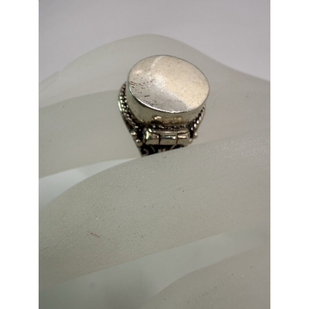 Vintage Sterling Silver Celtic Poison Ring Hinged Lid Statement Ring Size 7.75 - Picture 4 of 13